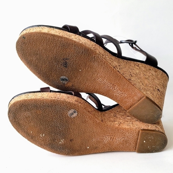 Lucky Brand Willows Cork Wedge Platform Huarache Sandal Brown Leather Size 10 - Picture 9 of 9